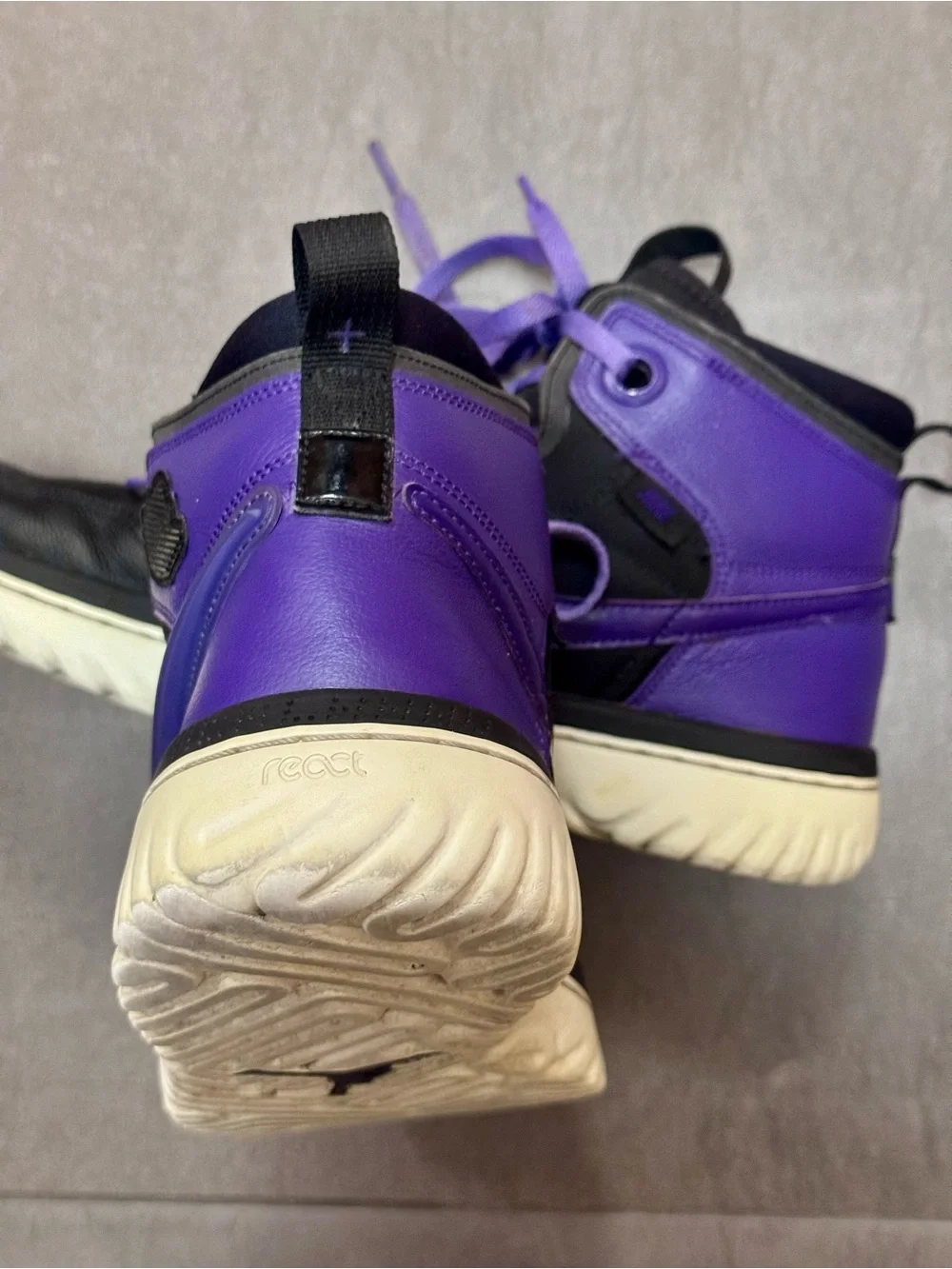 Jordan Air Jordan 1 High React High-Top Sneakers in Purple & Black, Men’s 11